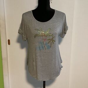 SJS Gray Glitter Palm Women's Tee